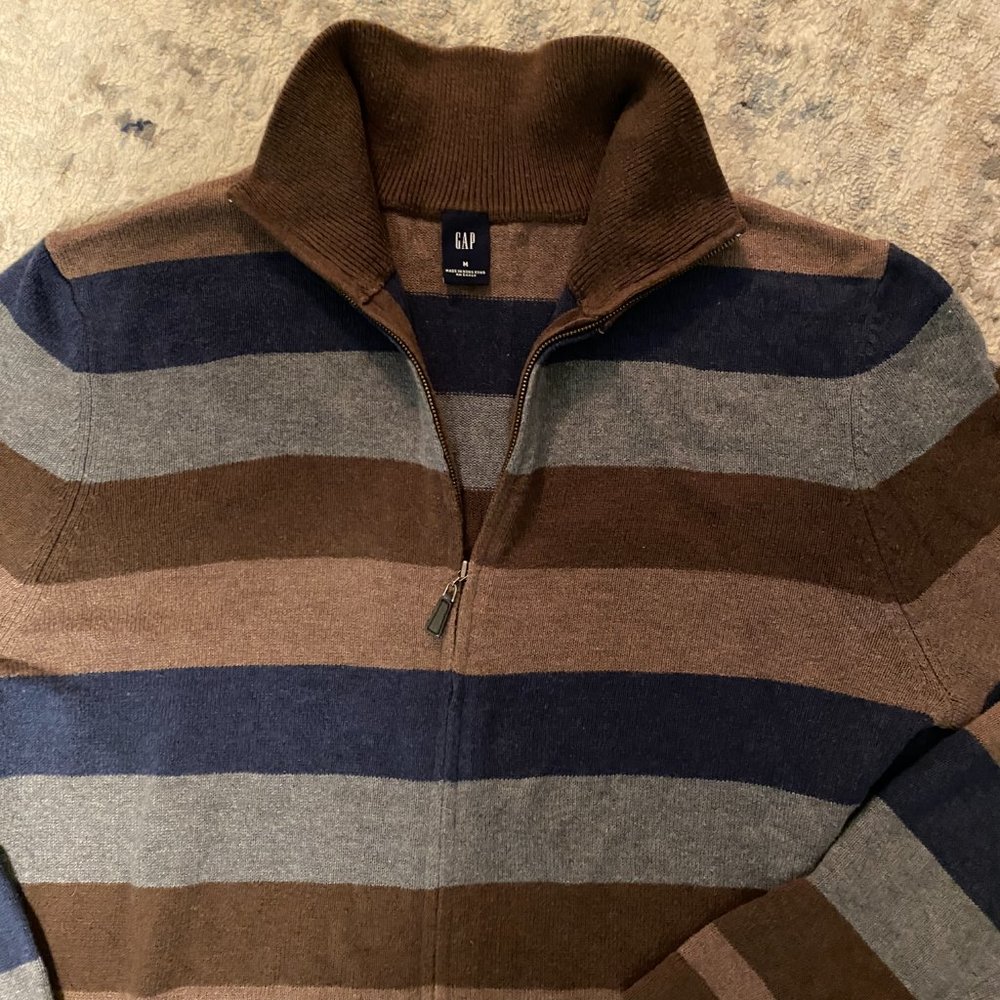 Gap Full Zip Striped Sweater